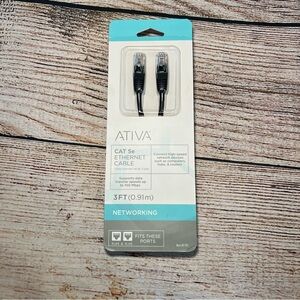 Ativa Cat-5e Ethernet Cable 3 Ft RJ45 Male Connect High Speed Network New NIB‎